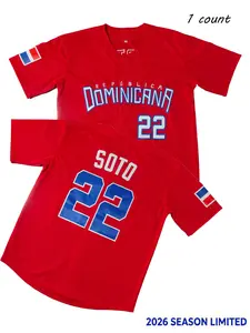Juan Soto 22 Dominican Baseball Jersey, Multi-Color, Breathable, Comfortable, Ideal for Sports, Club, School, Training, Indoor/outdoor Use, Special Edition Jersey