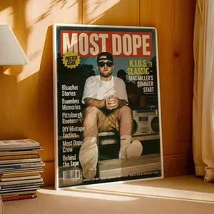Mac Miller Poster, Most Dope Magazine Poster, Hip Hop Rap Wall Art, Vintage Music Room Decor