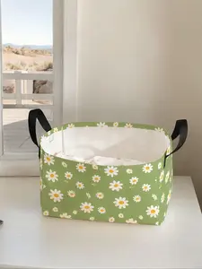 Flower Pattern Storage Basket with Handle, Multi-functional Storage Basket, Foldable Clothes Storage Basket, Home Organizer for Living Room, Bathroom, Kitchen, Clothes Baskets, Laundry Hamper