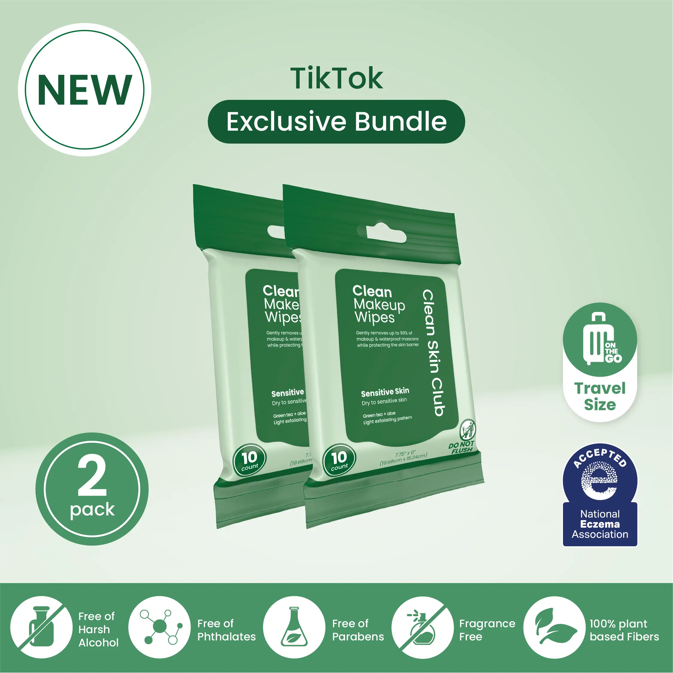 Sensitive Skin Makeup Wipes 10count - 2 Pack