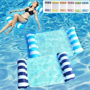 Striped Foldable Inflatable Lounge Chair - Adult Float Bed, Ideal for Water Activities (Home & Garden Pool Supplies)
