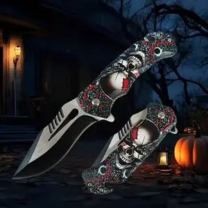High-hardness stainless steel folding knife, rope cutter, glass breaker, pocket clamp and other multi-functional, men's gift.Halloween gift