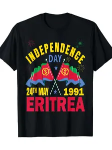 Happy Independence Eritrea Eritrean Flag Theme Graphic Tees Casual Men's Top Vintage Funny T-shirt Crewneck Breathable