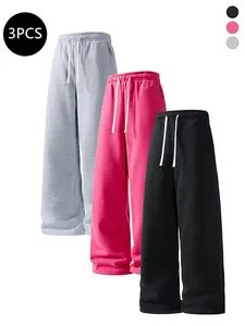 3-Pack Men’s Straight-Leg Casual Pants for Spring/Autumn — Trendy, Versatile Loose Fit Athletic Pants for Fitness & Running
