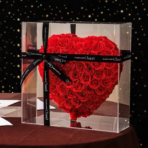 DIY Rose Heart Gift Box with Flower Materials – Decorative Red Fruit Plants Ornaments, Sweet Mother’s Day Gift for Mom & Family, Also for Best Friend & Daughter, Artificial Flowers Bouquet, Diy Fake Flowers