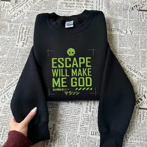 Marathon Escape embroidered sweatshirt, “Escape Will Make Me God” Gamer shirt– Retro-Futuristic Cyberpunk Shirt – Gildan 5000 Heavy Cotton
