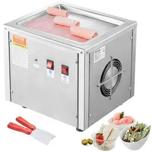 fathersdaygift VEVOR Fried Ice Cream Roll Machine, 11x 9.5 Stir-Fried Ice Cream Pan, Stainless Steel Rolled Ice Cream Maker with Compressor and 2 Scrapers, for Making Ice Cream, Frozen Yogurt, Ice Cream Rolls