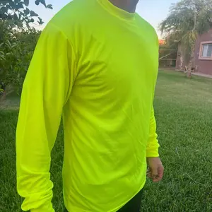 Work Long sleeve crew neck t-shirt 100% polyester material high visibility colors fits to size multiple colors for UV protection.