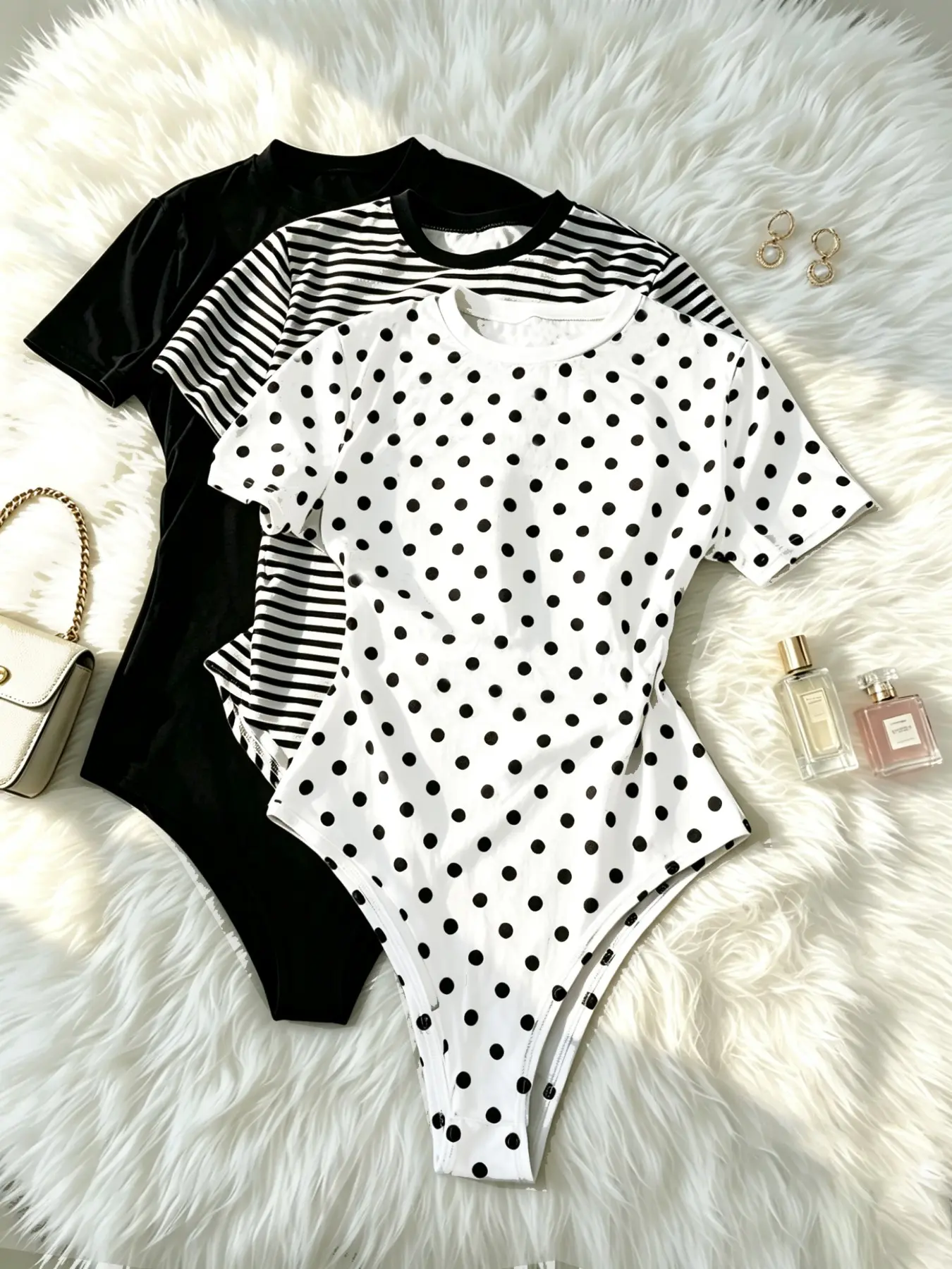 European and American Style Round Neck Short Sleeve Romper, Bodycon Fitted Shortie Stretchy Bodysuit, Three Colors Available, Slim Fit Shaping Top, Street Fashion, Casual, Daily Commute, Light Sports, Home Leisure Bodysuits