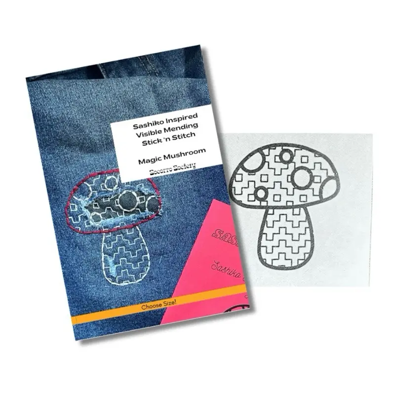 Socorro Society Sashiko Magic Mushroom- Visible Mending Stick and Stitch Embroidery Pattern