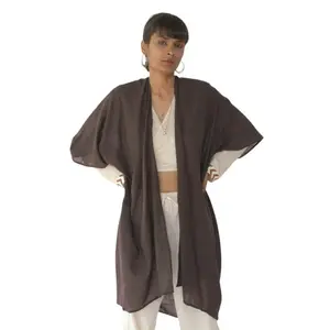 Linen Shrug Cacao Simple Effortless Summer Plain Organic Cotton Lightweight Breathable Layering Essential Women's Clothes