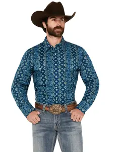 Wrangler Men's Men'S Checotah Southwestern Striped Long Sleeve Pearl Snap - 112359440-Big