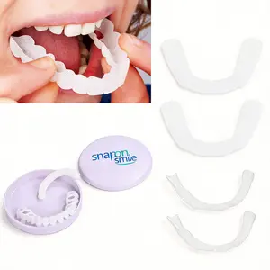 Snap-On Teeth Smile Veneers Silicone Comfortable Flex Fit Dentures for Top & Bottom Teeth | White Tooth Cosmetic Cover, Oral, Whitening