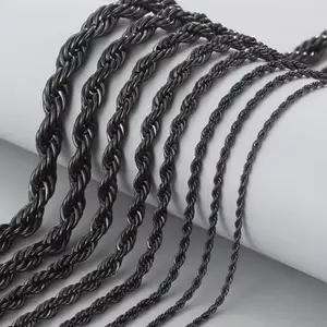 Black Stainless Steel Rope Chains - Durable & Stylish for Versatile Use