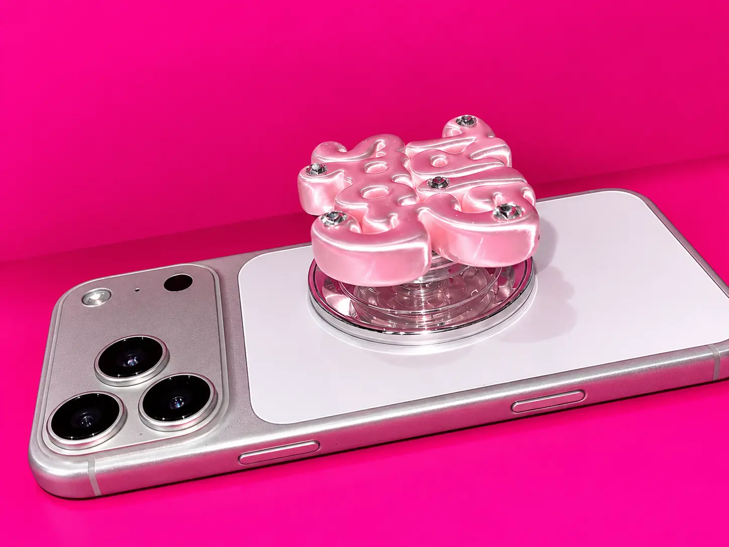 God’s Girl Pink Pearl Rhinestone Phone Grip – 3D Faith-Inspired Phone Holder & Stand phone popsocket, cute popsocket, pink popsocket, trending phone holder