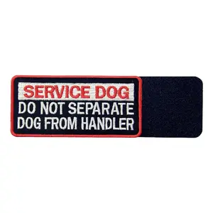 Service Dog Do Not Separate Dog from Handler Vests/Harnesses 4x2.5-Inch Patch - Embroidered Fastener Hook & Loop Emblem
