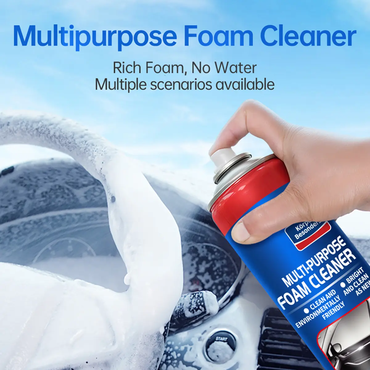 【Glodway】 Car Interior Foam Cleaner – Removes Stains, Dirt & Grease from Seats, Dashboard & Carpets, Auto Upholstery Foam Cleaner Spray