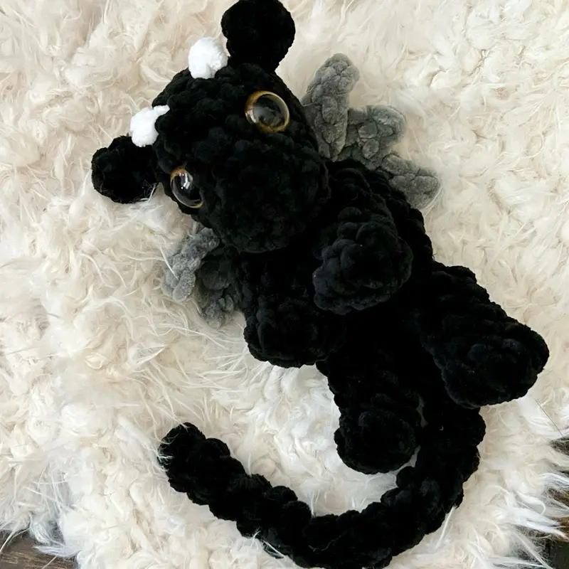 Crocheted Black Onyx Storm inspired baby dragon Crocheted Black Onyx Storm inspired baby dragon