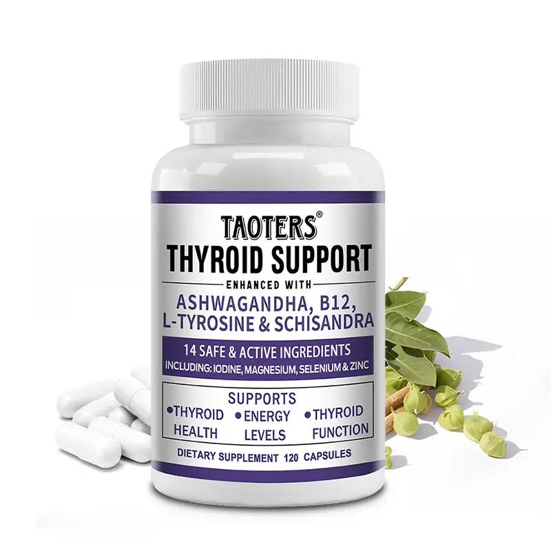 Taoters Thyroid Support Complex, with Iodine, Cayenne Pepper, Ashwagandha, Vitamin B12 & Kelp - Thyroid Supplement for Women and Men, Non GMO