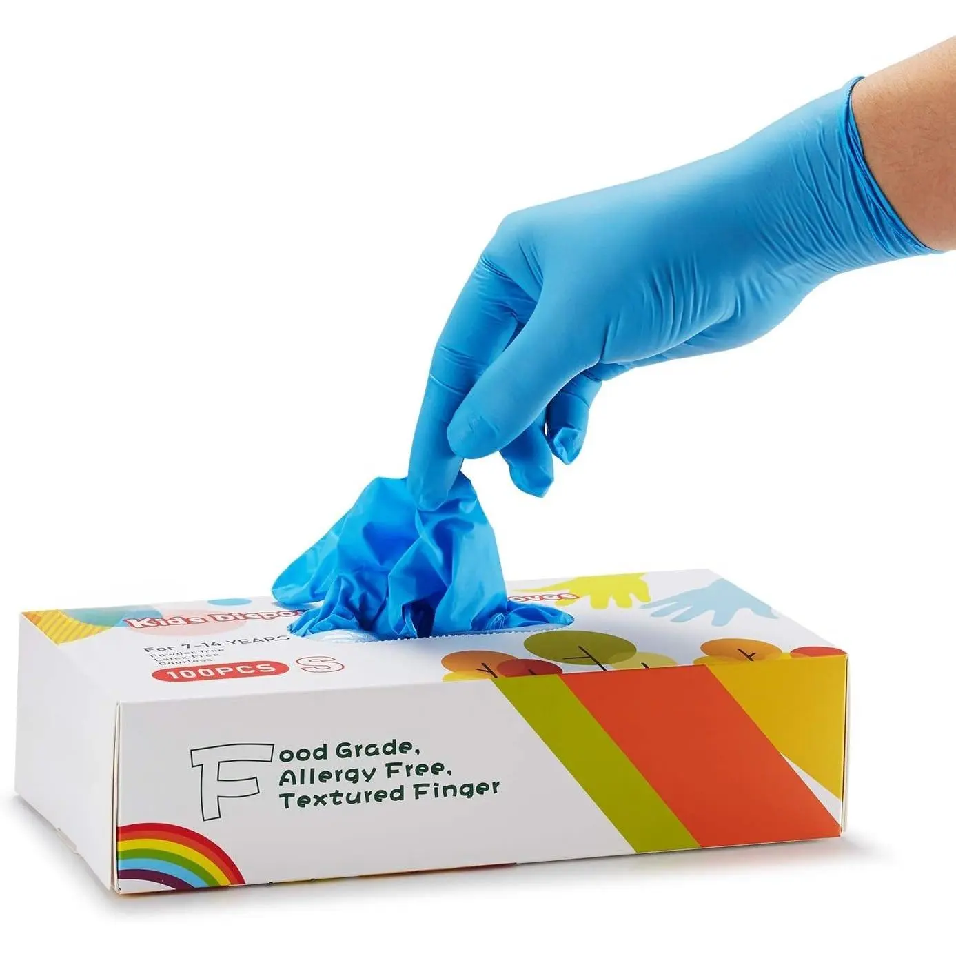 Kids' Nitrile Rubber Gloves, 100-Count, Latex & Powder-Free Multifunctional Disposable Hand Protection for Ages 7-14, Cooking, Tie Dye, Playing, Cleaning, Latex-Free, Finely Textured Surface, Crafting Safety, 100 Pcs, Textured Grip, Great For Kids, Durabl