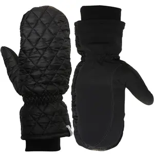 TrailHeads Touchscreen Quilted Running Mittens for Women - Insulated Hand Protection - Black - Medium