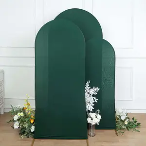 Set of 3 Matte Hunter Emerald Green Spandex Fitted Wedding Arch Covers For Round Top Chiara Backdrop Stands 5ft, 6ft, 7ft