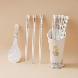 20pcs Luxury Ceramic Chopsticks, Easy Clean Anti-Mold Non-Slip High Temperature Resistant, Hotel Choice Home Use New Style China Wind