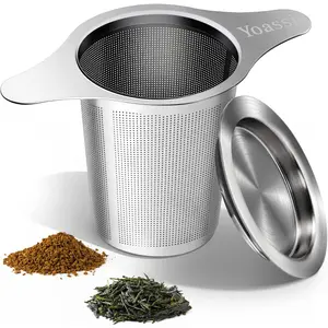 Extra Fine 18/8 Stainless Steel Tea Infuser Mesh Strainer with Large Capacity & Perfect Size Double Handles for Hanging on Teapots, Mugs, Cups to Steep Loose Leaf Tea and Coffee
