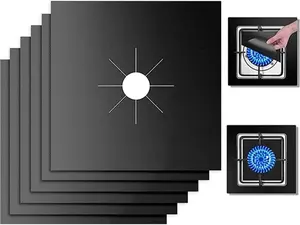 10 Pack Stove Burner Covers Double Thickness Reusable Non-Stick Heat-Resistant Gas Range Protectors for Kitchen and Easy to Clean（Black）