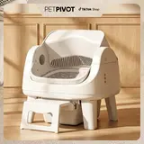 PetPivot AutoScooper 12 Lite Open-Top Automatic Litter Box - Self-Cleaning Cat Litter Tray with Easy Access Step, Triple Safety Protection, No App Required, 28lb Capacity, 32db Quiet Run, Low-Maintenance Cleaning, SohoChic