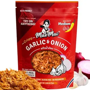 MaeMai Medium Spice (SPICY) - Crispy Onions & Garlic Flakes - Crunchy All-Purpose Seasoning, Keto, Salad Toppings, Fried Onions - Ramen, Rice Seasoning, Vegan, Gluten-free | 3.17oz (90g)