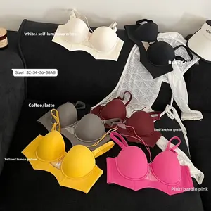 New Seamless Push Up Bra for Women Small Chest Sexy Enhancing Big Boobs Red Underwear Set for Year of the Rabbit Hanging Neck Anti-Saggy Breast Gather Lingerie