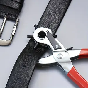 Leather Belt Hole Punch Tool, Hand Tools, Rotating Steel Manual Tool with Rubber Handle, DIY Craft Project, Perfect Gift for Hobbyists