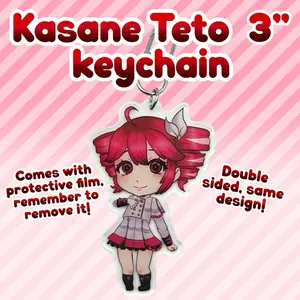 Kasane Teto 3" Acrylic Keychain - Double Sided Design with Protective Film - Anime Collectible Accessory