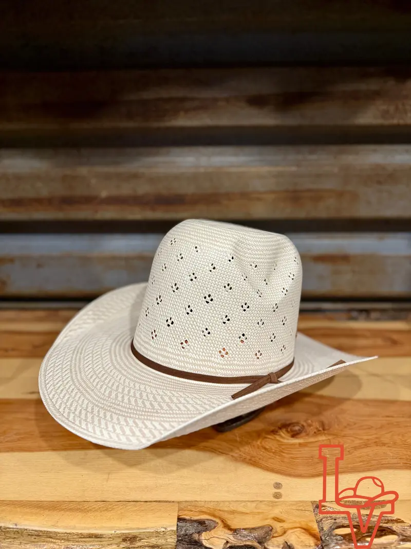 Los Vaqueros Straw Hat Tall Crown Conley Tan White