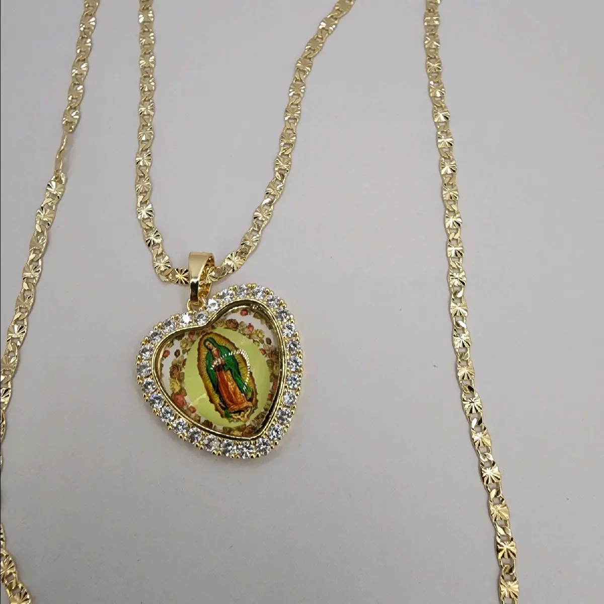 virgin mary heart  necklace Gold-plated 18"inches 24"inches available