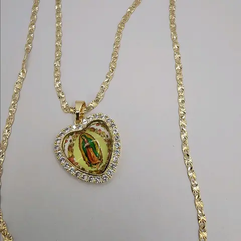 virgin mary heart  necklace Gold-plated 18"inches 24"inches available