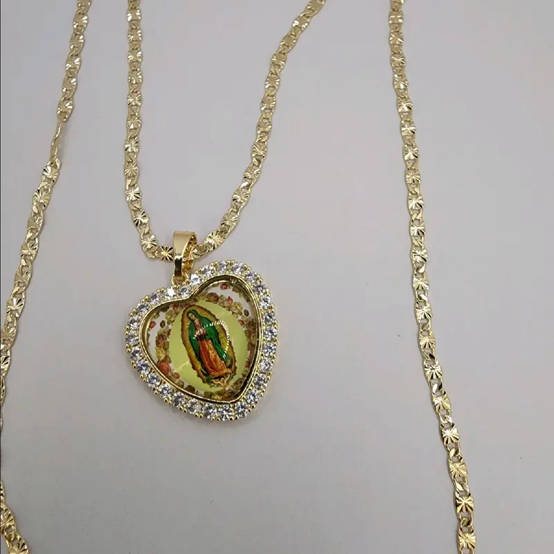 virgin mary heart necklace Gold-plated 18"inches 24"inches available