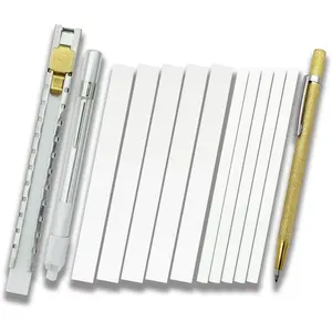 Soapstone Holder Set, Flat and Round Soapstone Holder, Extra 10 count Soapstone Refills, for Welders, Mark White Clear and Removable Markings,  for Welding