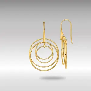 14K Gold Polished Circles Dangle Earrings - Model TF2164