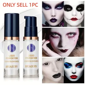 coverage matte white liquid foundation, Longwear Foundation - concealing makeup, long-lasting cream formula, suitable for Halloween, Gothic style, zombie makeup, clown makeup, daily use, cosplay makeup, pure white brightening
