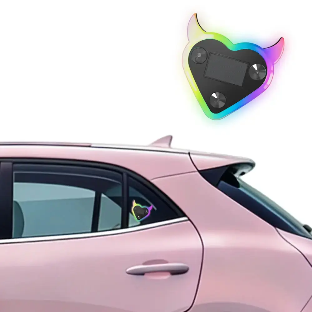 【SummerFinds】JOYTUTUS 2026 Car Heart Light Solar Powered Wireless LED C-Pillar Neon Light Eco-Friendly Stylish Car Interior Decoration 9.57x8.42x15.36mm tiktokshopspringglowup, Cars, Accessories For Car,summervibes