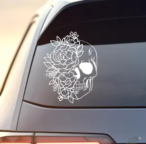 Skull And Roses Skeleton Decal Sticker For Cars, Laptop