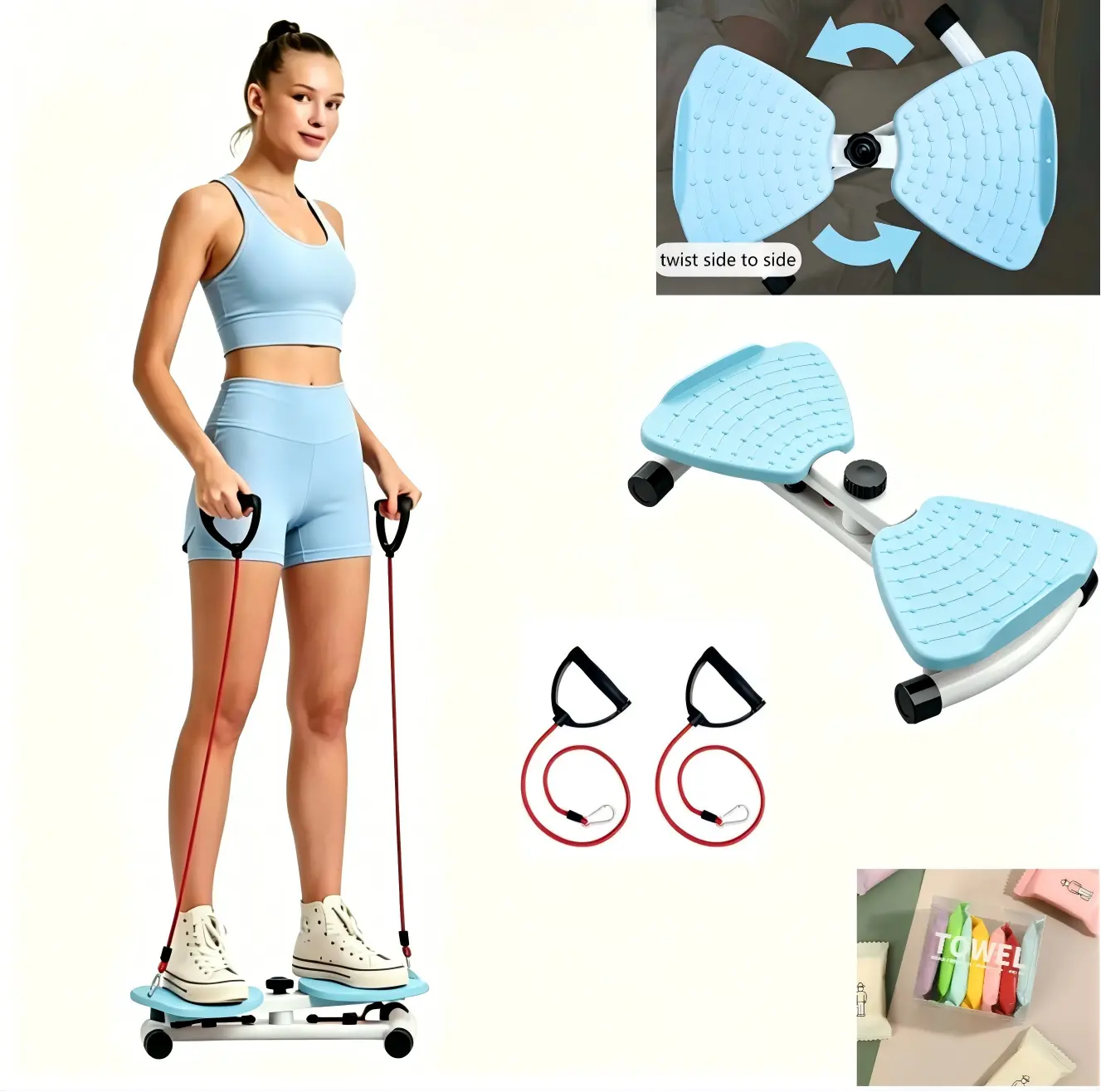 Portable Waist Twisting Ab Trainer, Home Gym Fitness Equipment for Core Strength Training #HomeWorkout #TwistTrainer #LowImpactFitness #ApartmentFitness #NoGymNeeded #DailyMovement #SmallSpaceWorkout  5 ， Board Twist Resistance machine