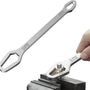 Universal Wrench Double Head Self Tightening Wrench, 8mm 24mm Adjustable Repair Tool, Silver Color &, Ideal for Maintenance