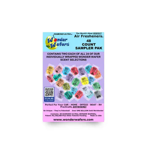 48 Count Individually-Wrapped Diamond-Ultra Wonder Wafer Car Air Freshener Assorted Sampler Paks
