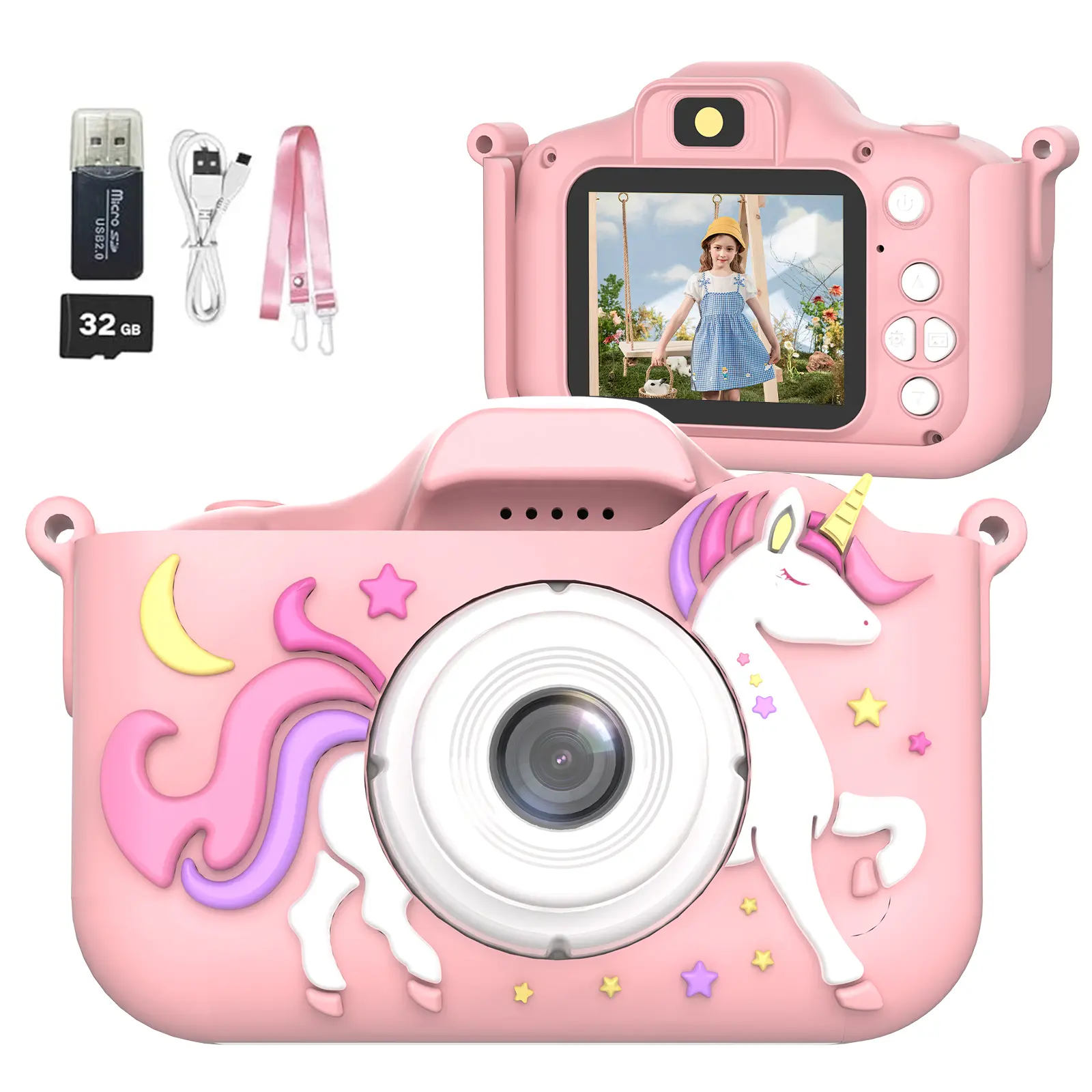 Kids Camera Toy for Ages 3-12, Unicorn Dinosaur Digital Camera with 1080P HD Video, 6 Photo Modes, 32GB Memory, Birthday Gift
