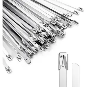 100 count Metal Zip Ties 11.8 Inch, Heavy Duty 304 Stainless Steel Self-Locking  Ties, for Outdoor Fence, Cables, Pipes, , Farms, , Exhaust Wraps,