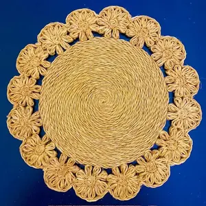 The Daisy Braided Abaca Charger Plate - Yellow