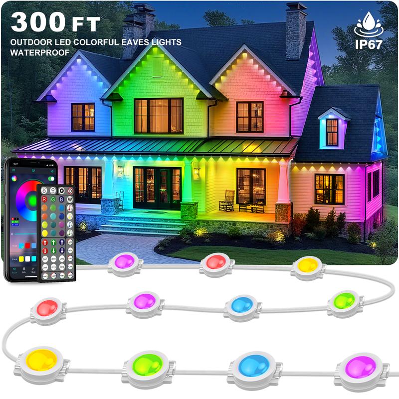 Permanent Outdoor Lights Waterproof with Smart App Control Remote,DIY Scene Modes,Music Sync hronization,Eaves Lights for Garden Decor,Deck,Christmas